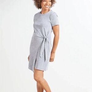 Rails Gray Edie faux wrap tie waist cotton T shirt dress Sz L